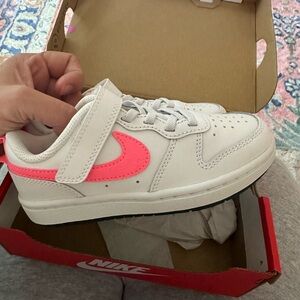 Nike Kids Sneakers with Pink Swoosh